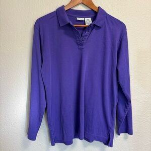 Cabin Creek Purple Polo Shirt Long‎ Sleeve Collared Top Casual Comfort L